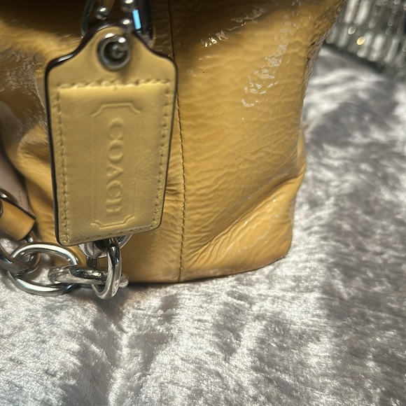 Coach Kristin Yellow Patent Leather Satchel Shoulder Bag - Picture 14 of 16